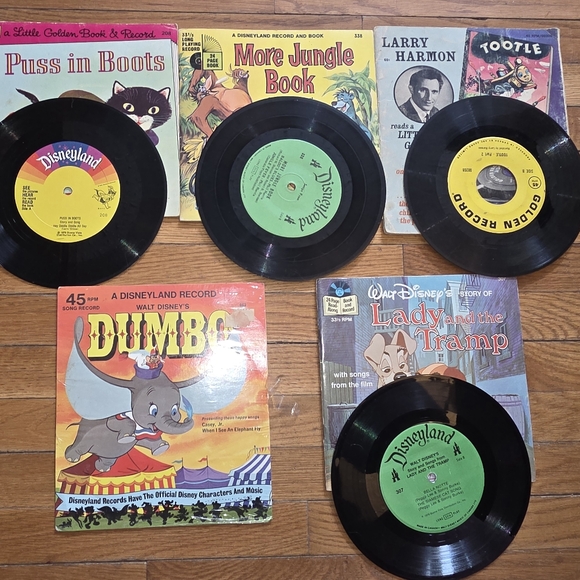 Walt Disney Other - Walt Disney Book Record Lot Of 5 Books With 33 1/3 Records Dumbo, Lady & Tramp